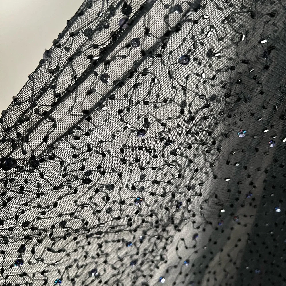 Sue Wong Beaded Red Black Mesh Gown Size 12 - Picture 8 of 12